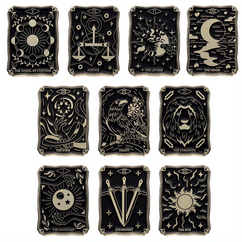 Tarot Enamel Pins Sun Moon Stars Witch Brooches Gothic Jewelry Gift