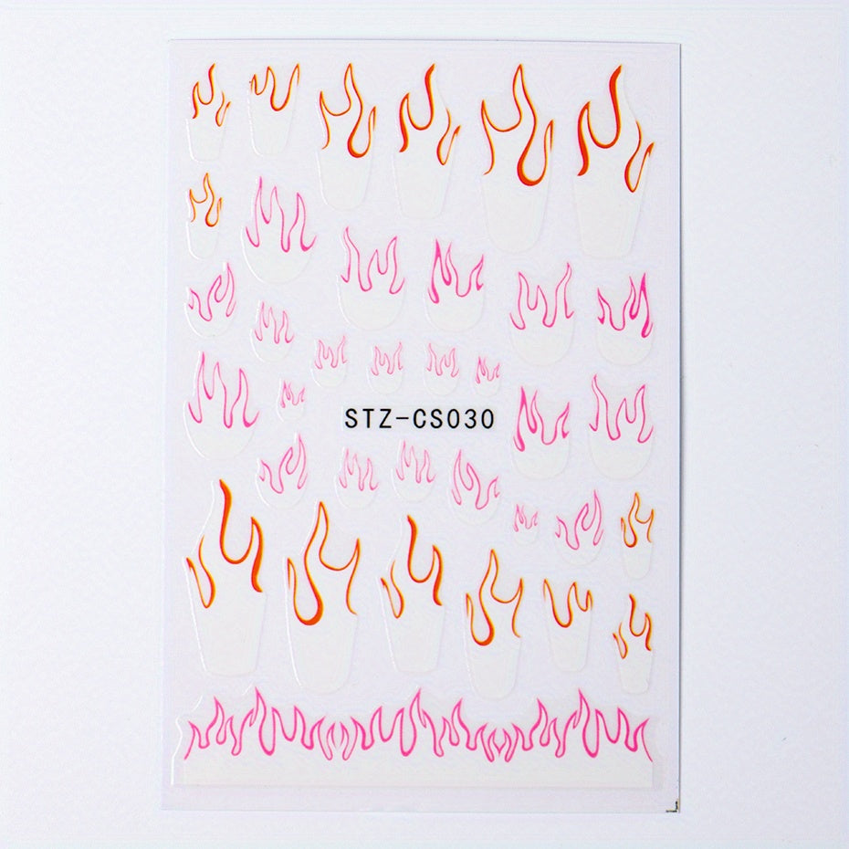3D Holographic Flame Nail Art Stickers for DIY Nail Decoration