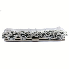 Pleated Flower Kiss Lock Metal Chain Clutch Elegant Textured Frame Purse