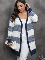  Colorblock Stripe Long Sleeve Cardigan