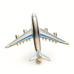 Enamel Red Geometric Airplane Brooch for Men