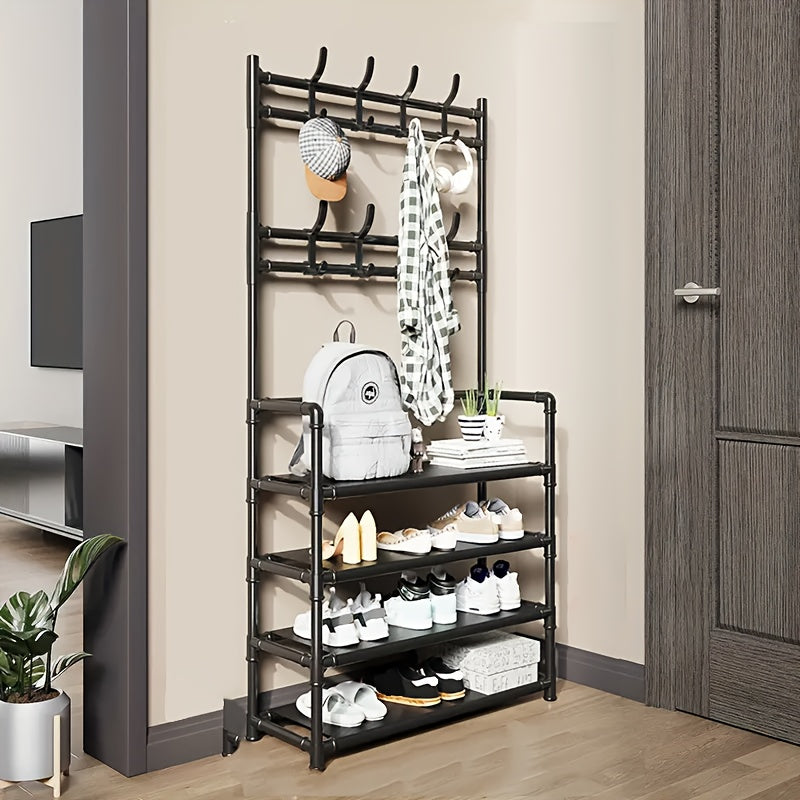 Carbon Steel Shoe Hat Rack Foyer Coat Rack, 4-5 Layers Storage Shelves