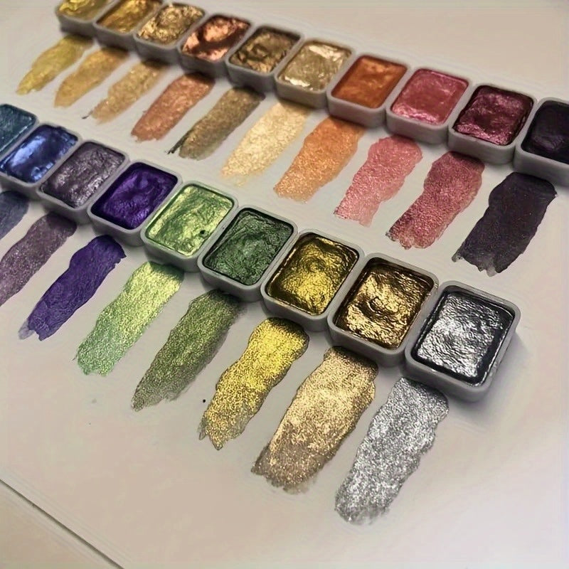 20 Colors Mini Watercolor Paint Set with Brush & Paper