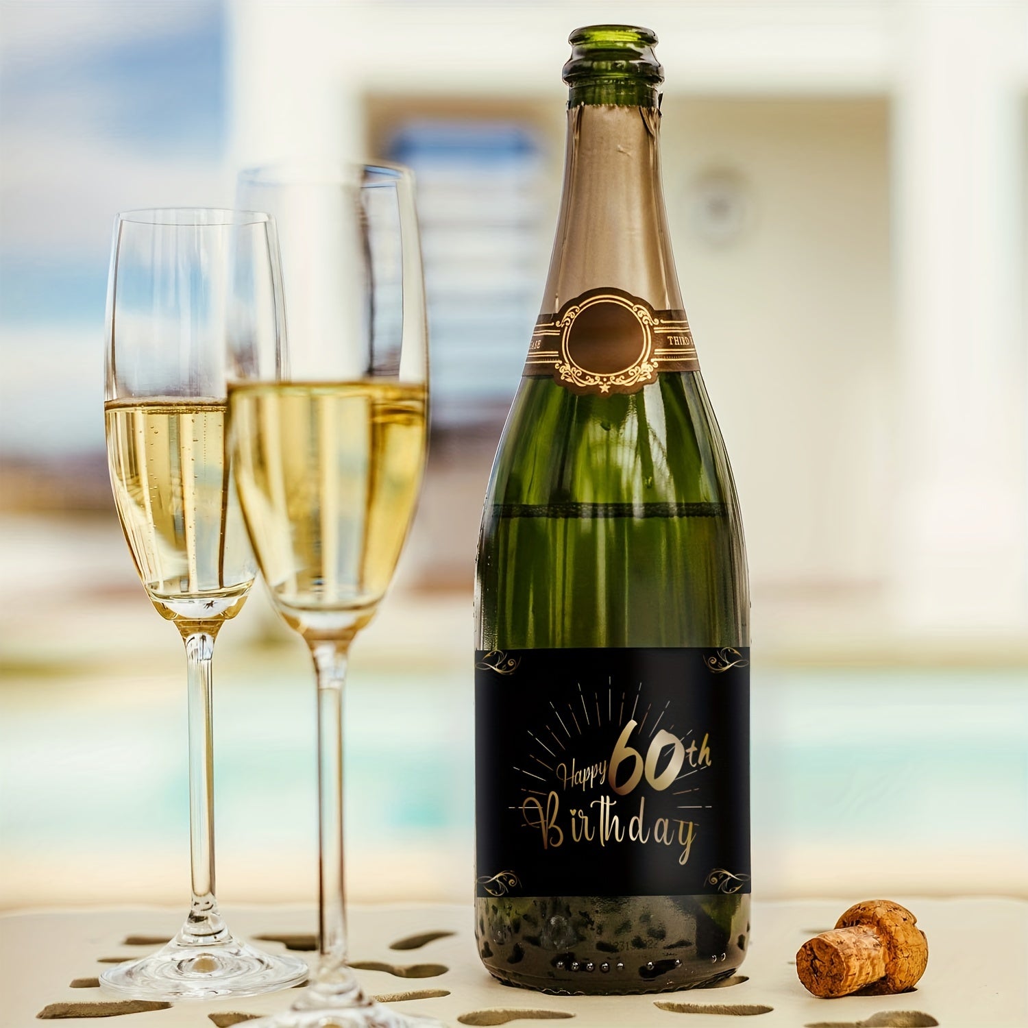 2pcs 60th Birthday Bottle Labels For Champagne & Wine Bottles