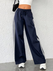 Women's Plus Stripe Print High Rise Wide Leg Trousers