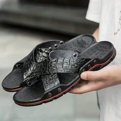 Men's Solid Open Toe Cross Strap Sandals
