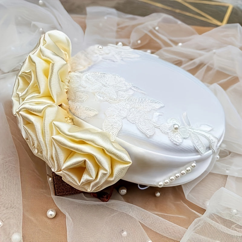 Satin Flower Fascinator Hat Bridal Wedding Headwear French Style Beret