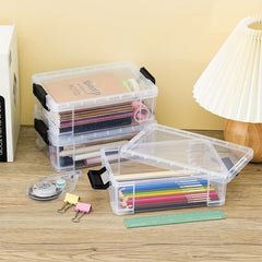 6pcs Plastic Covered Storage Box Stackable Organizer Cosmetics Toys Handicra