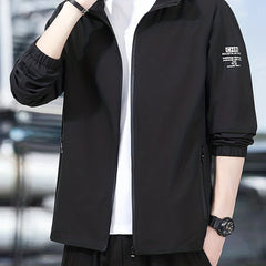 Men's Casual Stretchy Hooded Windbreaker Coat for Spring Autumn