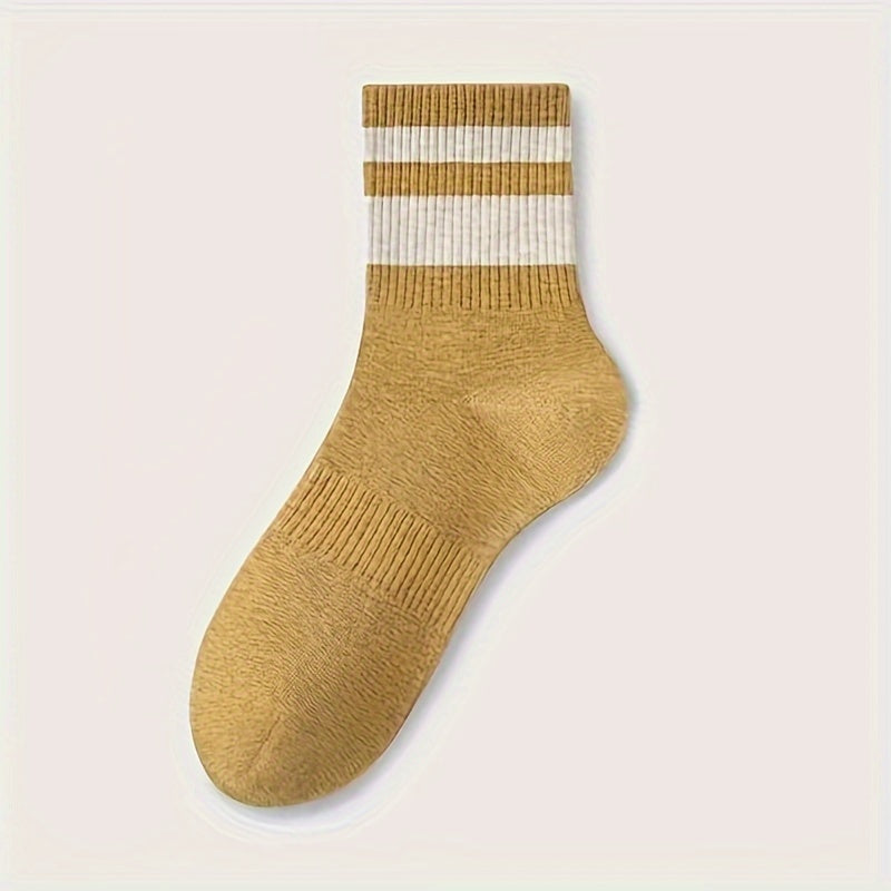 8 Pairs Striped Crew Socks Comfy & Breathable Women's Stockings