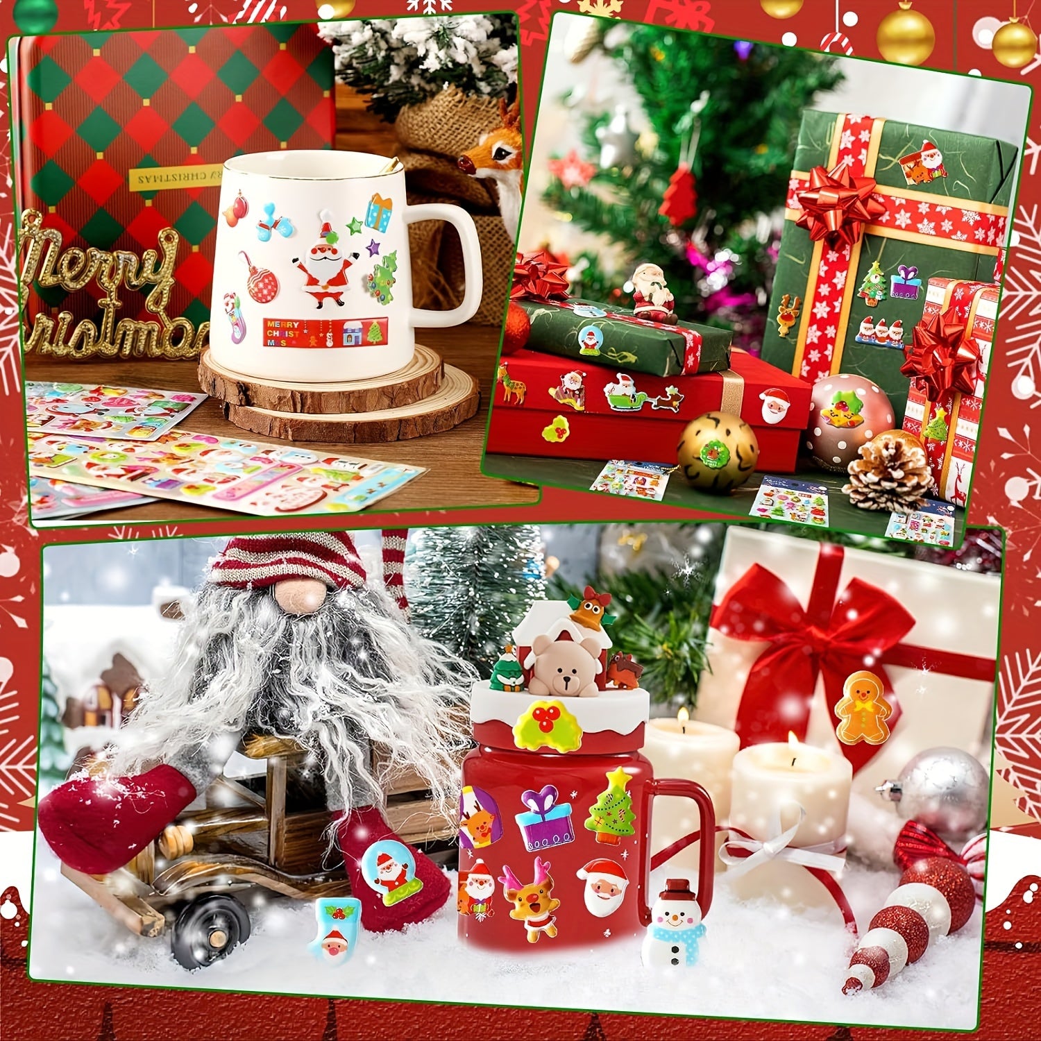 1pc Christmas 3D Bubble Stickers Adhesive Puffy Stickers DIY Diary Stationery