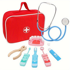Doctor Role Play Set Wooden Toys Doctor's Kit Play Set Christmas Halloween Gift