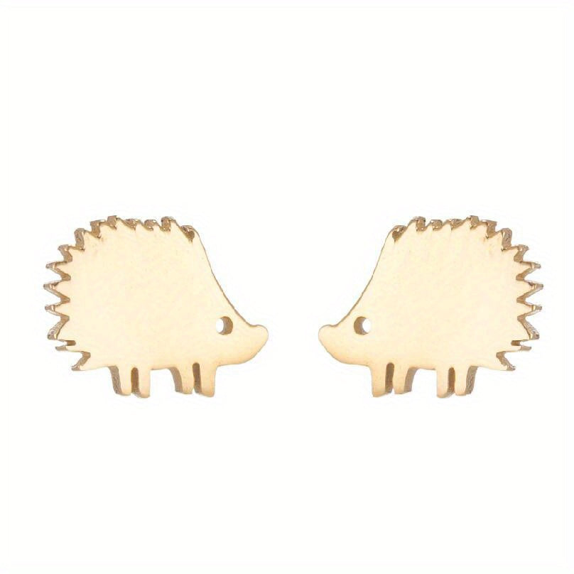 2pcs Men's Stainless Steel Hedgehog Stud Earrings