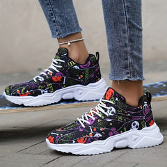 Halloween Pumpkin Print High Top Sneakers