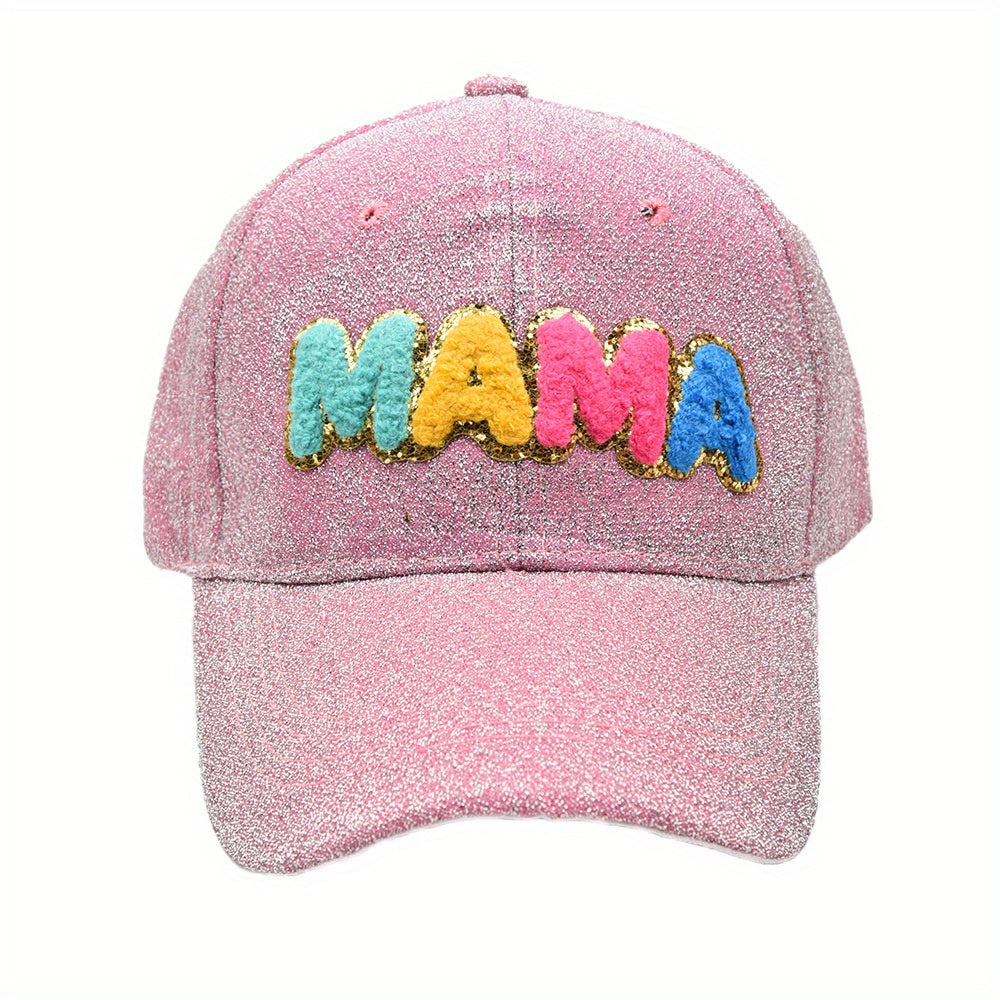 MAMA Patch Glitter Baseball Cap - Adjustable Dad Hat for Women