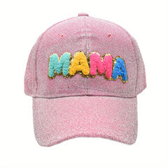 MAMA Patch Glitter Baseball Cap - Adjustable Dad Hat for Women