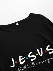  Slogan Print Long Sleeve Baggy Dress