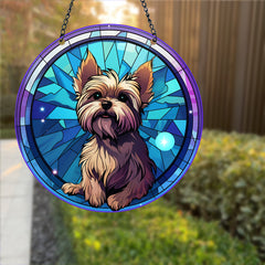 Yorkie Sunset Sky Suncatcher for Home Decor