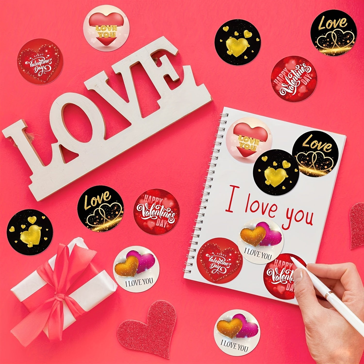 500pcs 2.54cm Love Stickers Crafts Stickers Classroom Decoration Stickers