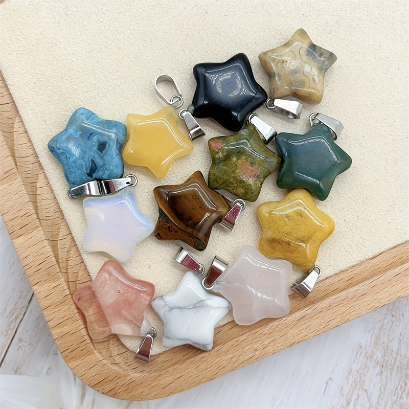 Natural Crystal Star Pendant Healing Gemstone Men