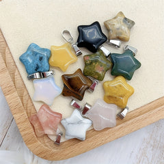 Natural Crystal Star Pendant Healing Gemstone Men