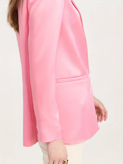  Solid Long Sleeve Lapel Casual Blazer