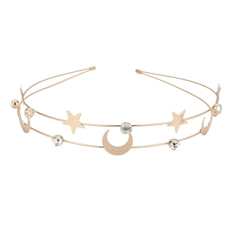 Rhinestone Crystal Headband Butterfly Moon Star Double Metal Headband