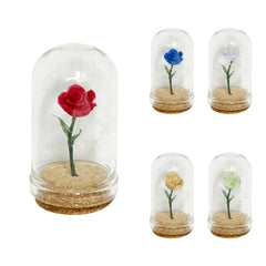 1pc Rose in Glass Dome Decorative Flower Collectible Ornament