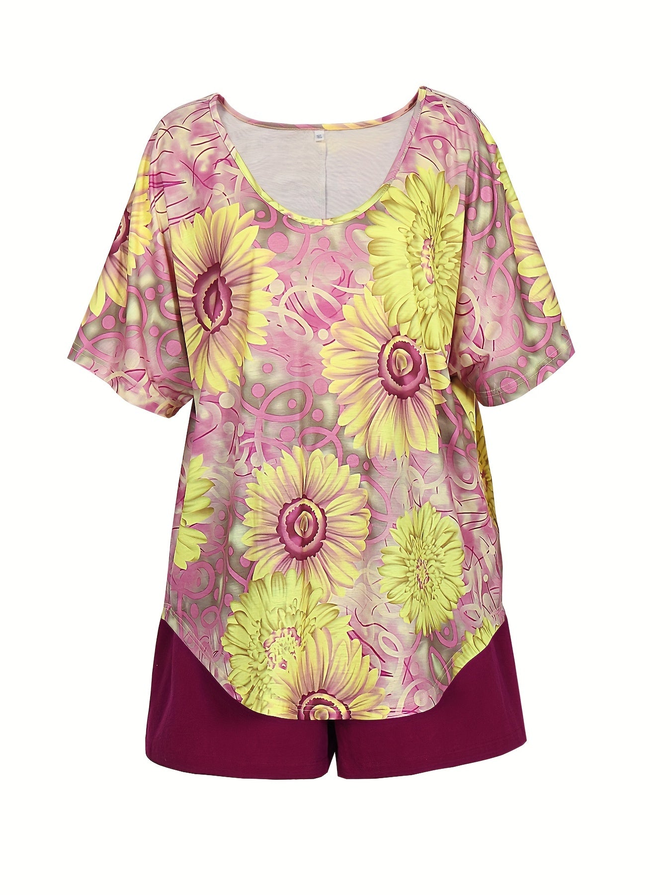 Women's Plus Paisley Print Tee & Shorts 2 Piece Set