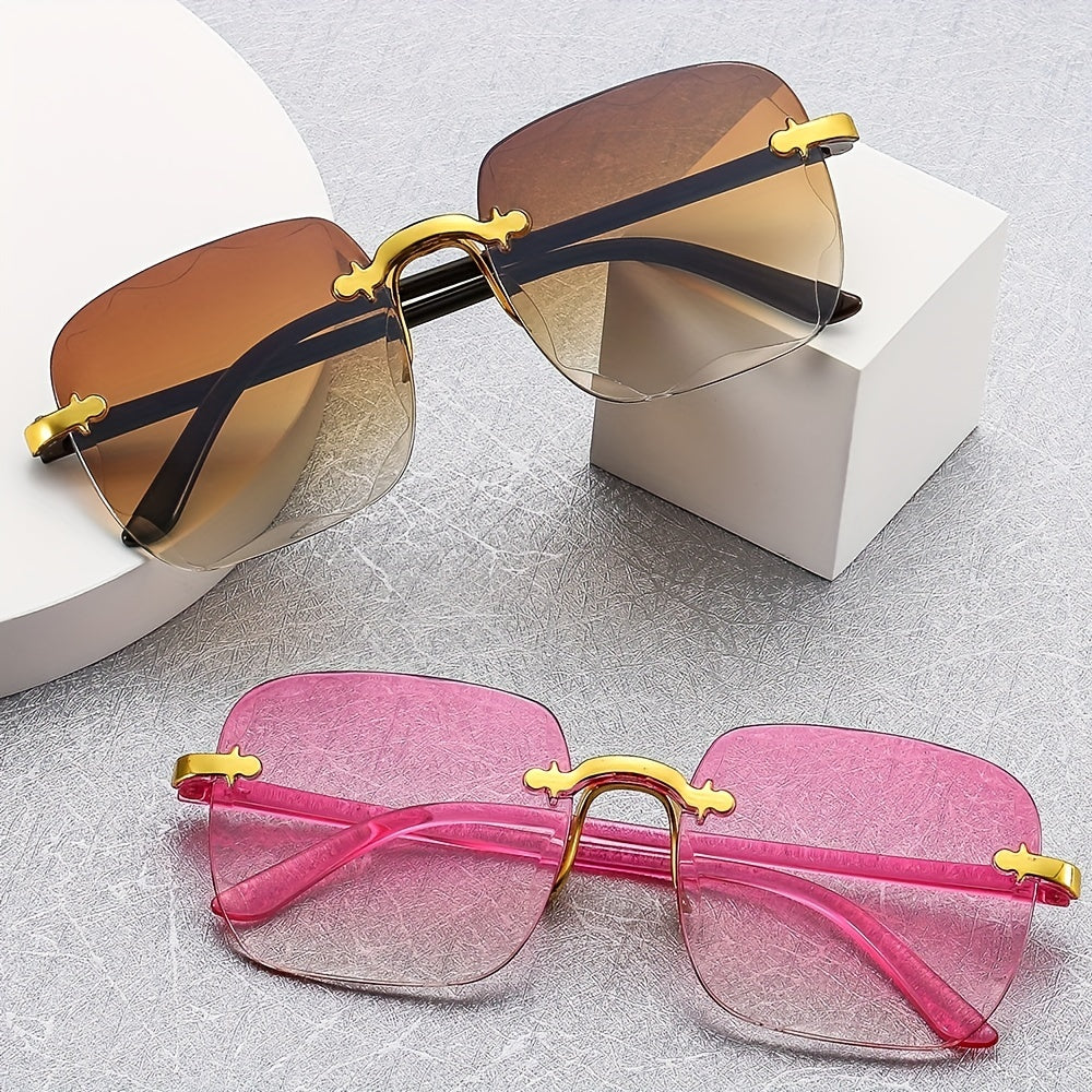 Square Rimless Sunglasses Gradient Glasses UV400