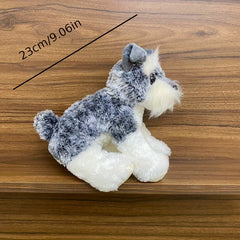 Realistic Soft Schnauzer Puppy Gray Teddy Bear Companion Plush