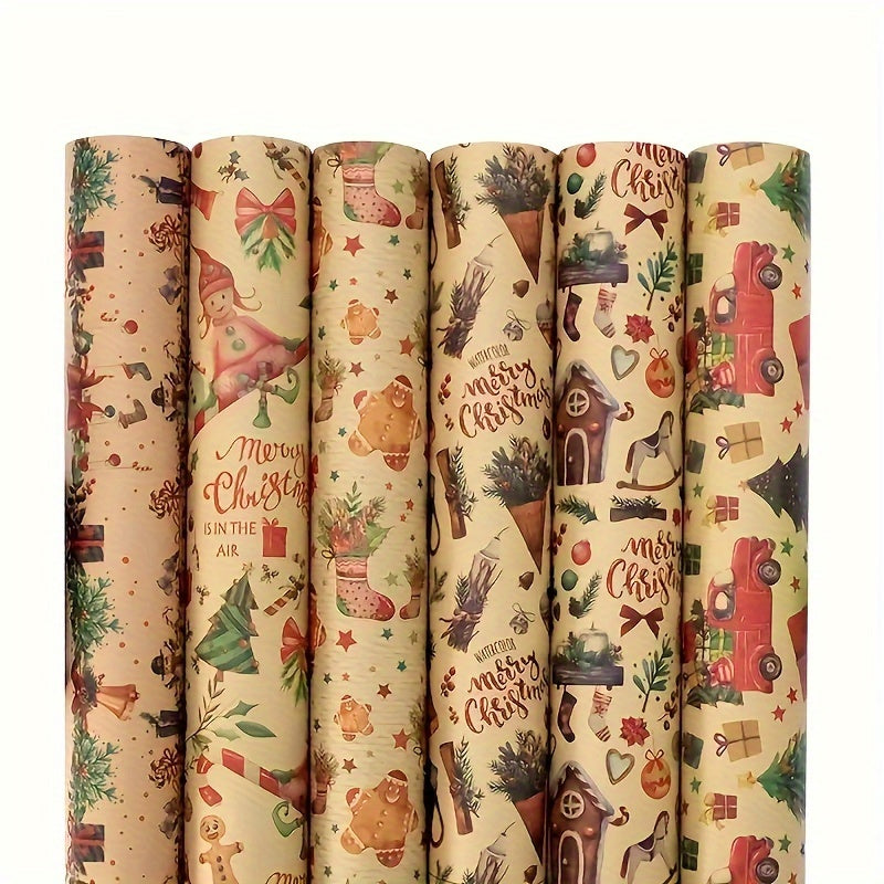 6pcs Christmas Gift Wrapping Paper Gift Boxes Holiday Crafts Decorations