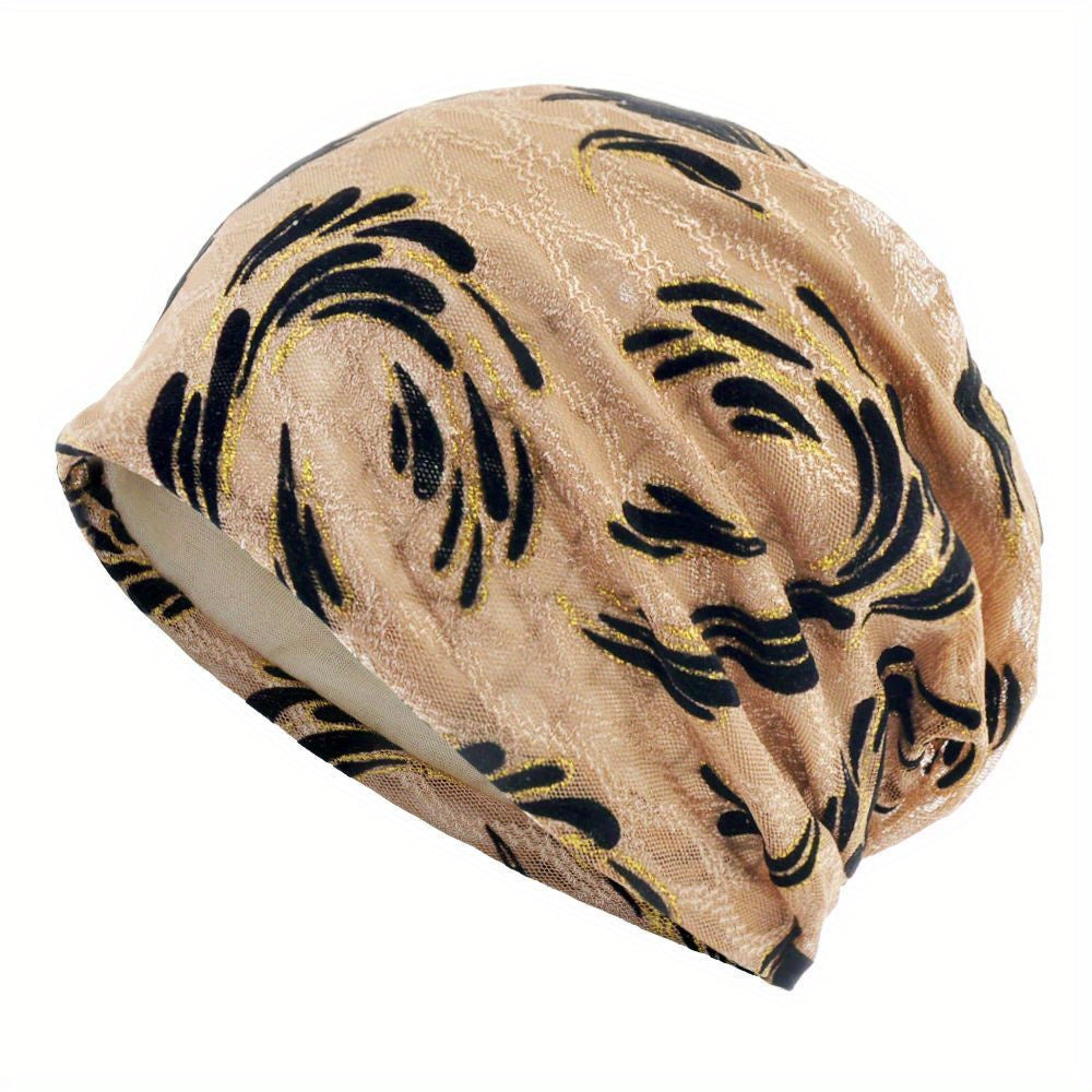 Lace Embroidery Beanie Vintage Elastic Turban Casual Head Wrap Soft Bonnet