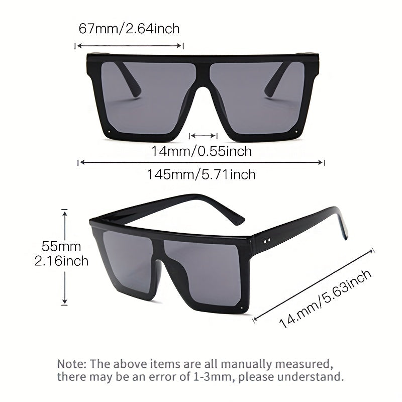 Half Rimless Oversized Square Sunglasses for Women Classic Sunshade Mirrored