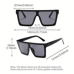 Half Rimless Oversized Square Sunglasses for Women Classic Sunshade Mirrored