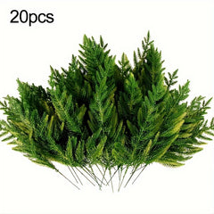 20pcs Realistic Christmas Pine Needle Branches for DIY Wreaths and Home Decor