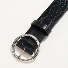 Classic Round Pin Buckle Belt PU Leather Belt For Women