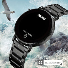Sports Electronic Watch Stainless Steel Band Waterproof LED Light Up
