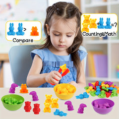 Animal Toys Matching Game & Sorting Bowl Set for Ages 3