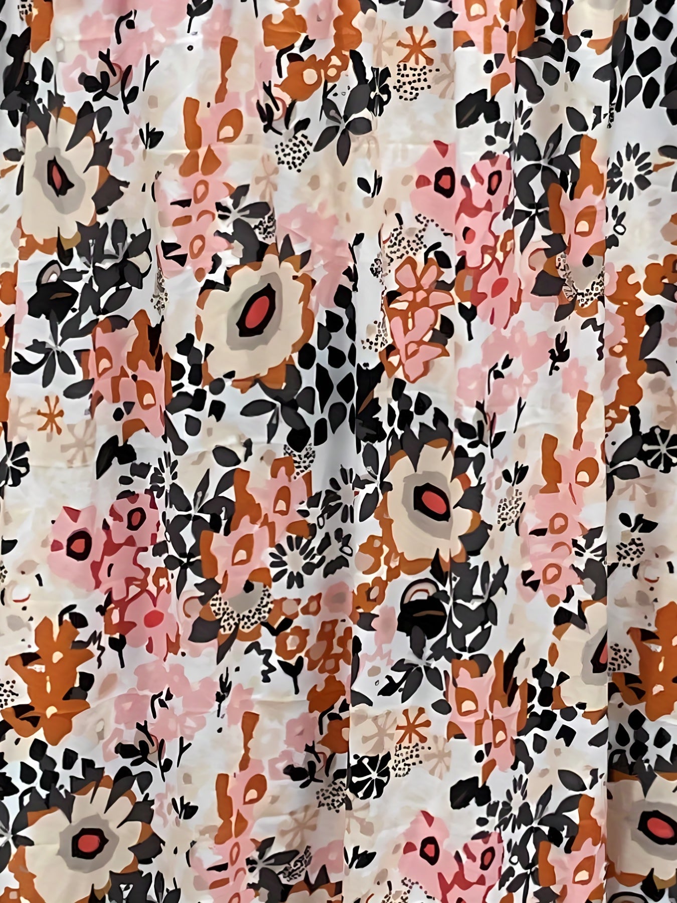 Floral Print Short Sleeve Plus Size Casual Dress with Pockets