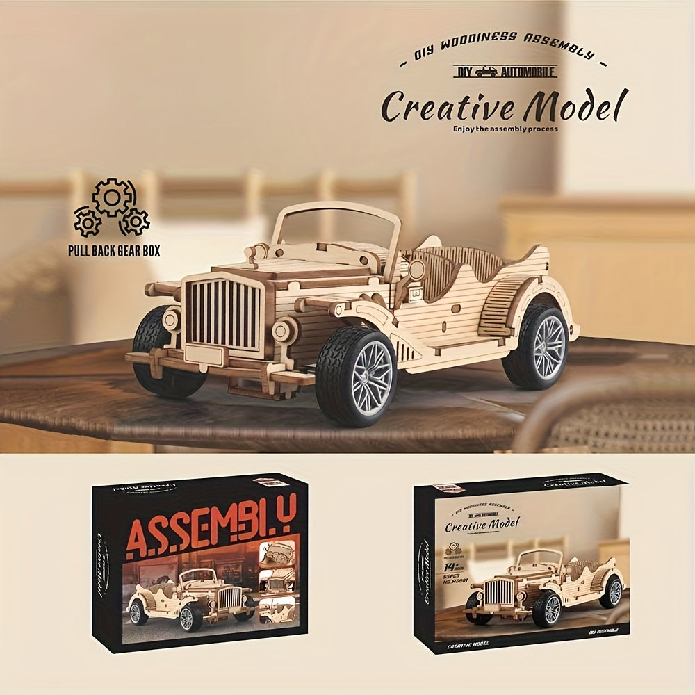 3D Vintage Classic Truck Wooden Puzzle Set DIY Kit