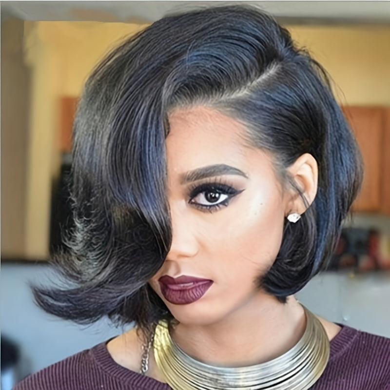 Short Pixie Cut Brown Synthetic Wig with Side Bangs