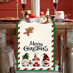 Red Plaid Santa Claus Table Runner - Christmas Decor