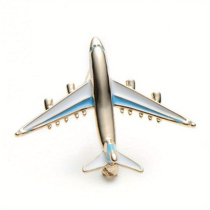 Enamel Red Geometric Airplane Brooch for Men