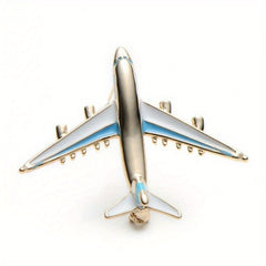Enamel Red Geometric Airplane Brooch for Men