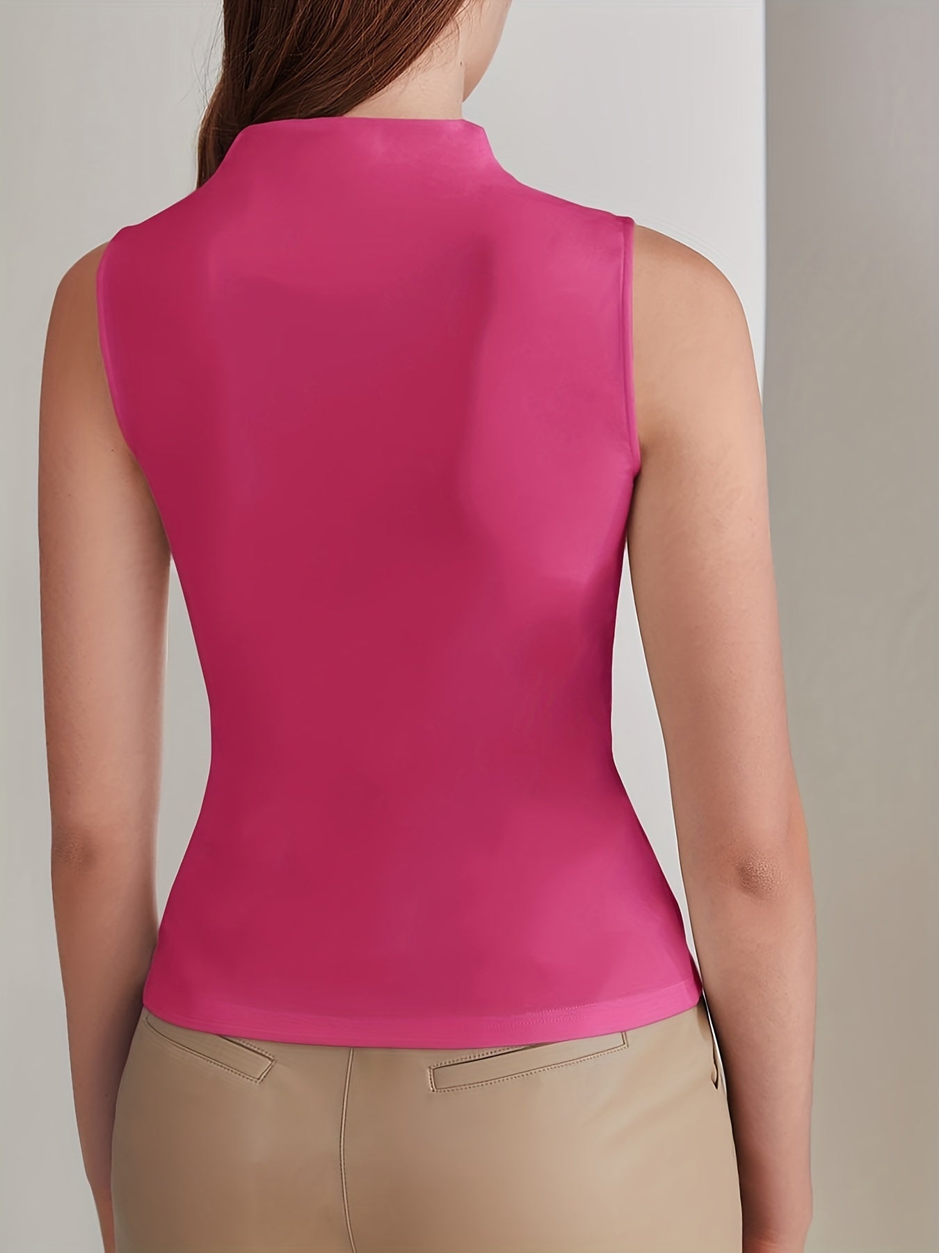 Ruched Tank Top Funnel Neck Sleeveless