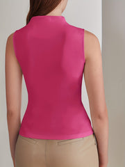 Ruched Tank Top Funnel Neck Sleeveless