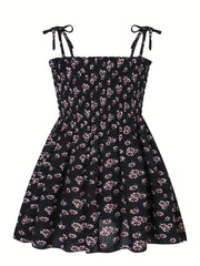 Leopard Lace Up Shirred Beach Cami Dress