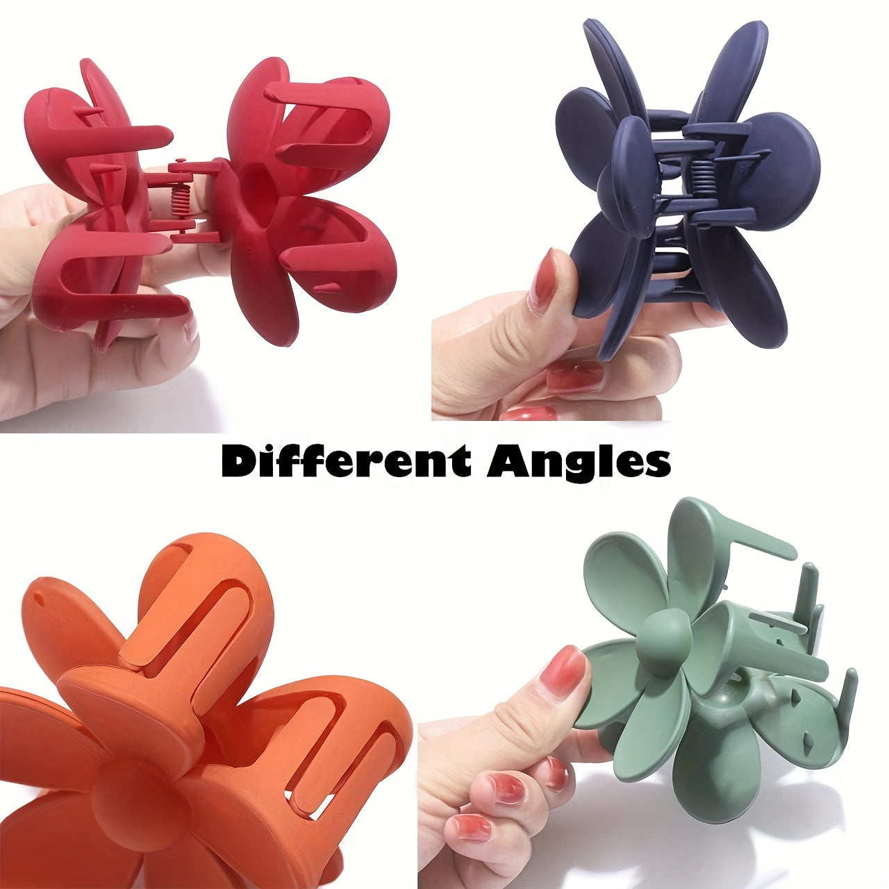 6Pcs Large Frosted Hair Claw Flower Clips for Women