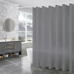 Waterproof Shower Curtain with Metal Buckle and Hooks